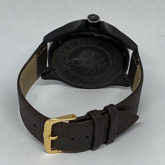 Eleven Eleven Unisex Brown Leather Analog Camo Dial Quartz Wrist Watch LJ439 - Picture 10 of 12